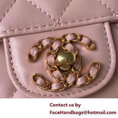 Chanel Lambskin, Strass  &  Gold-Tone Metal Small Flap Bag with Top Handle AS4362 Pink 2025